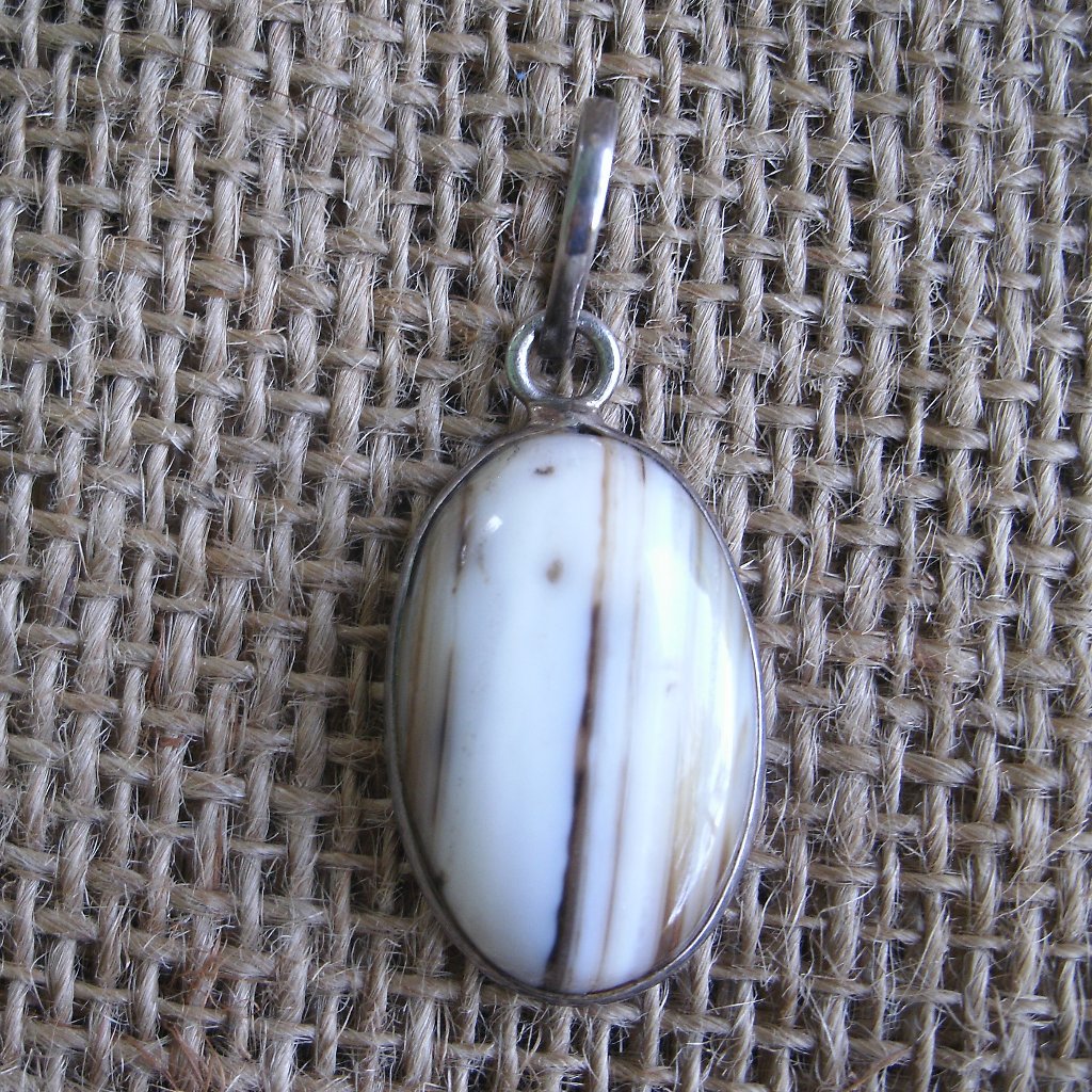 Handmade Zebra Agate Gemstone Pendant Sterling Silver